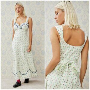 💕FREE PEOPLE💕 Sweet Hearts Midi Dress ~ Ivory Combo Medium NWOT